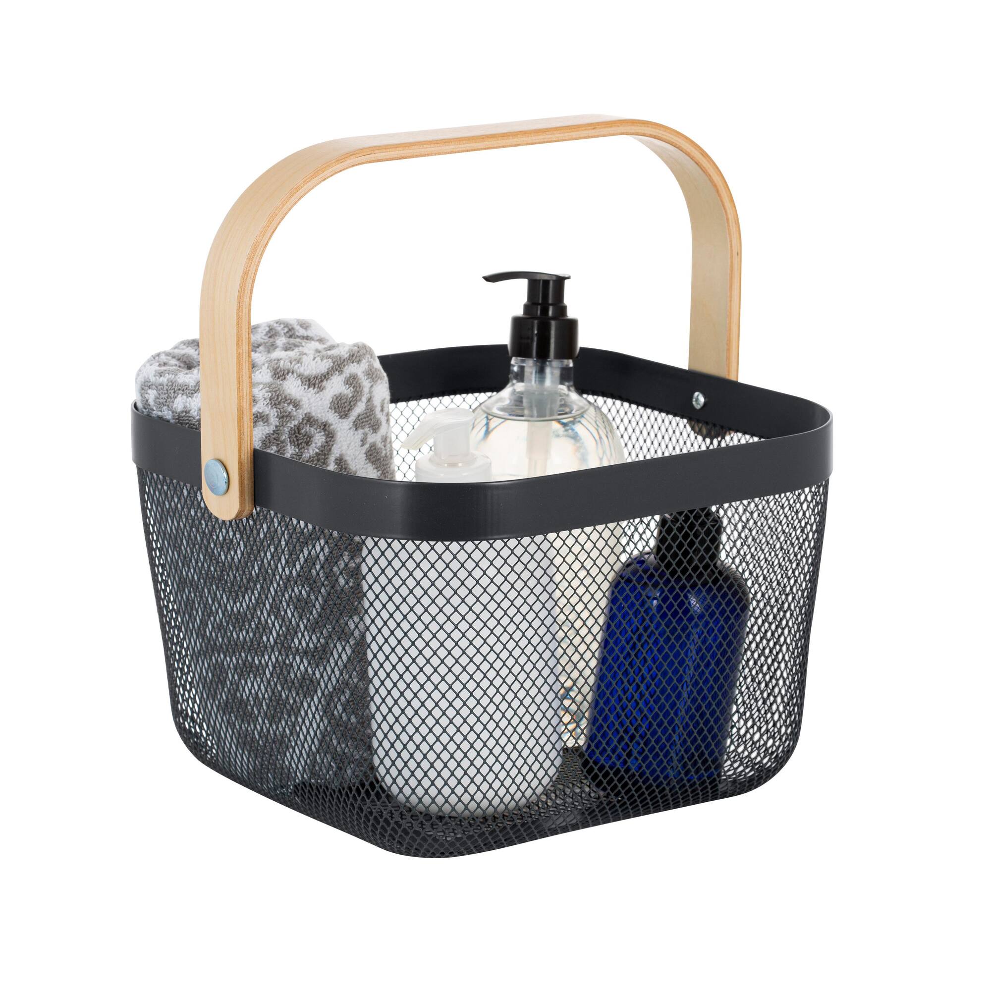 Simplify Gray Mesh Tote with Bamboo Handle